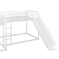 Full And Twin Size L Shaped Bunk Bed With Slide And Short Ladder, White Black Metal