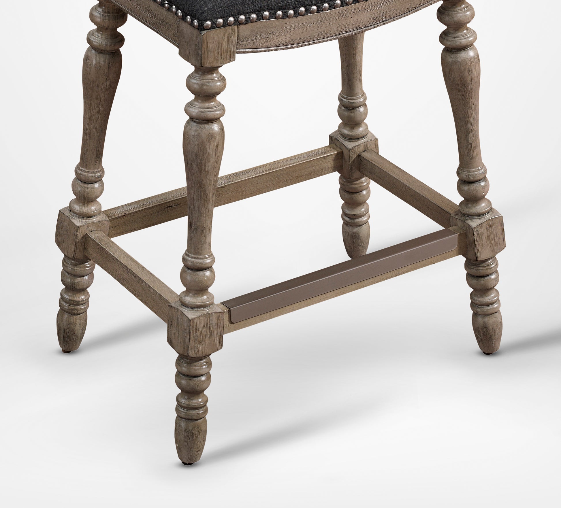 Carolina Saddle Seat Counter Stool Charcoal Grey Foam Solid Wood