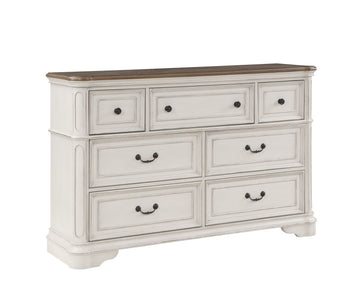 Florian Dresser In Gray Fabric & Antique White Finish Bd01651 Antique White Solid Wood Mdf