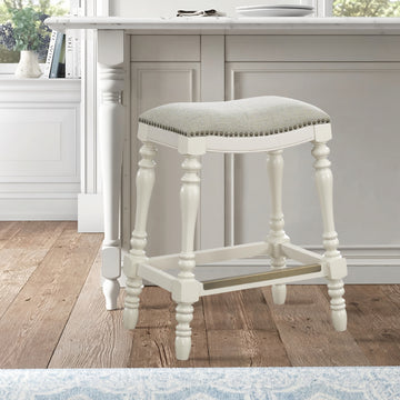 Hamlet Saddle Seat Counter Stool Beige Foam Solid Wood