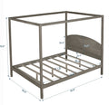 Queen Size Canopy Platform Bed With Headboard And Support Legs,Brown Wash Brown Pine