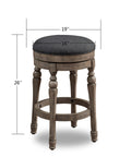 Magnolia Backless Swivel Counter Stool Charcoal Grey Foam Solid Wood