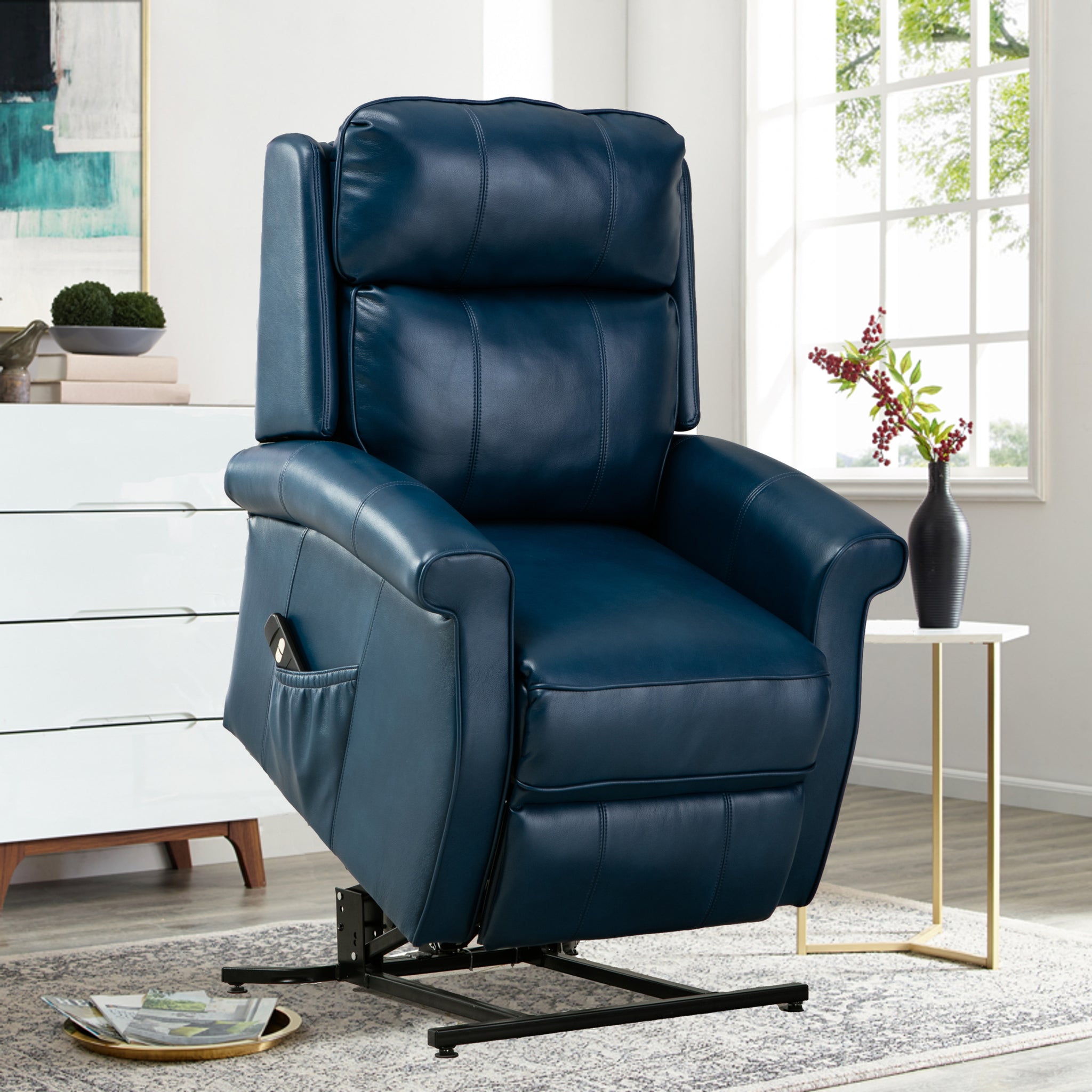 Landis Navy Blue Traditional Lift Chair