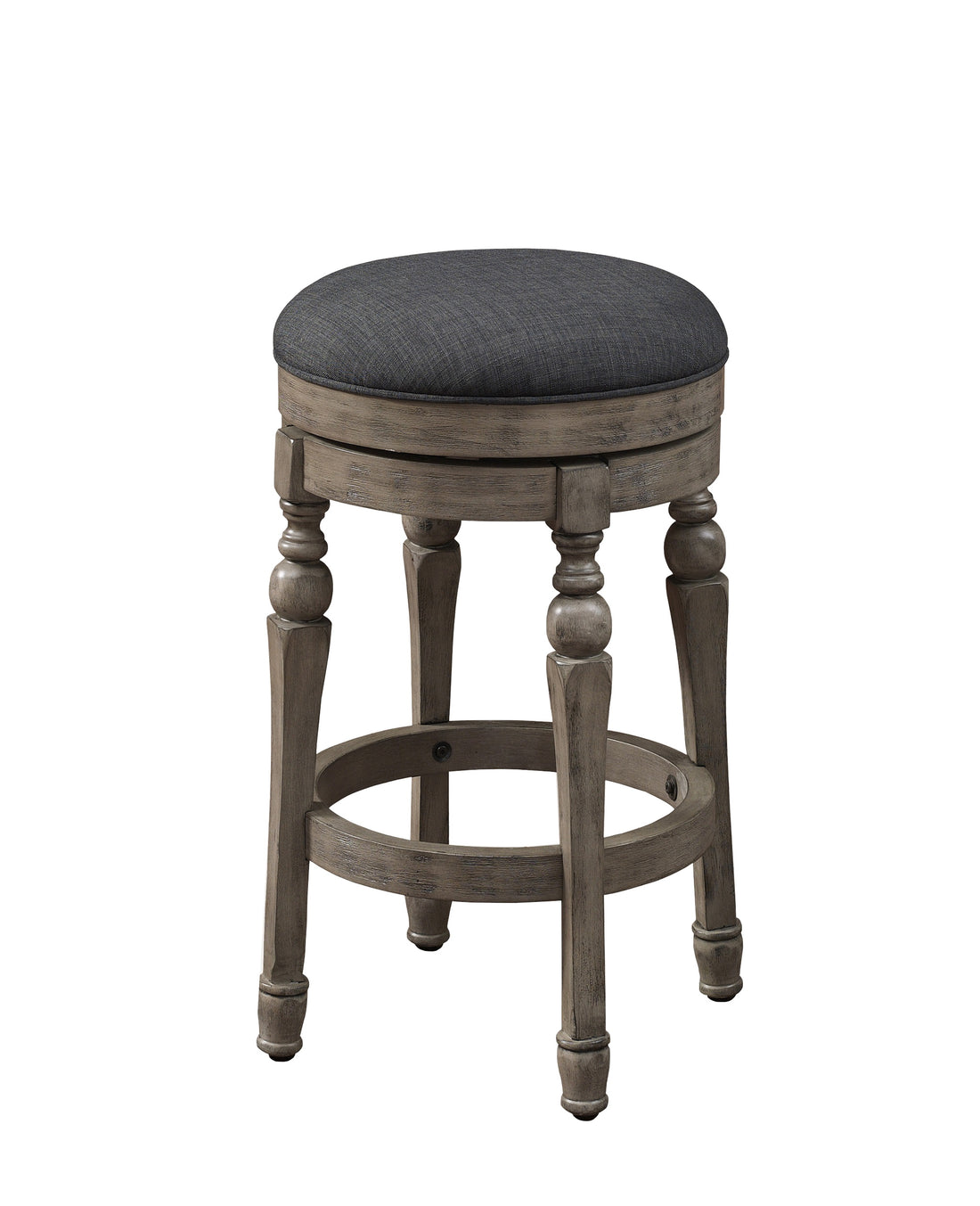 Magnolia Backless Swivel Counter Stool Charcoal Grey Foam Solid Wood