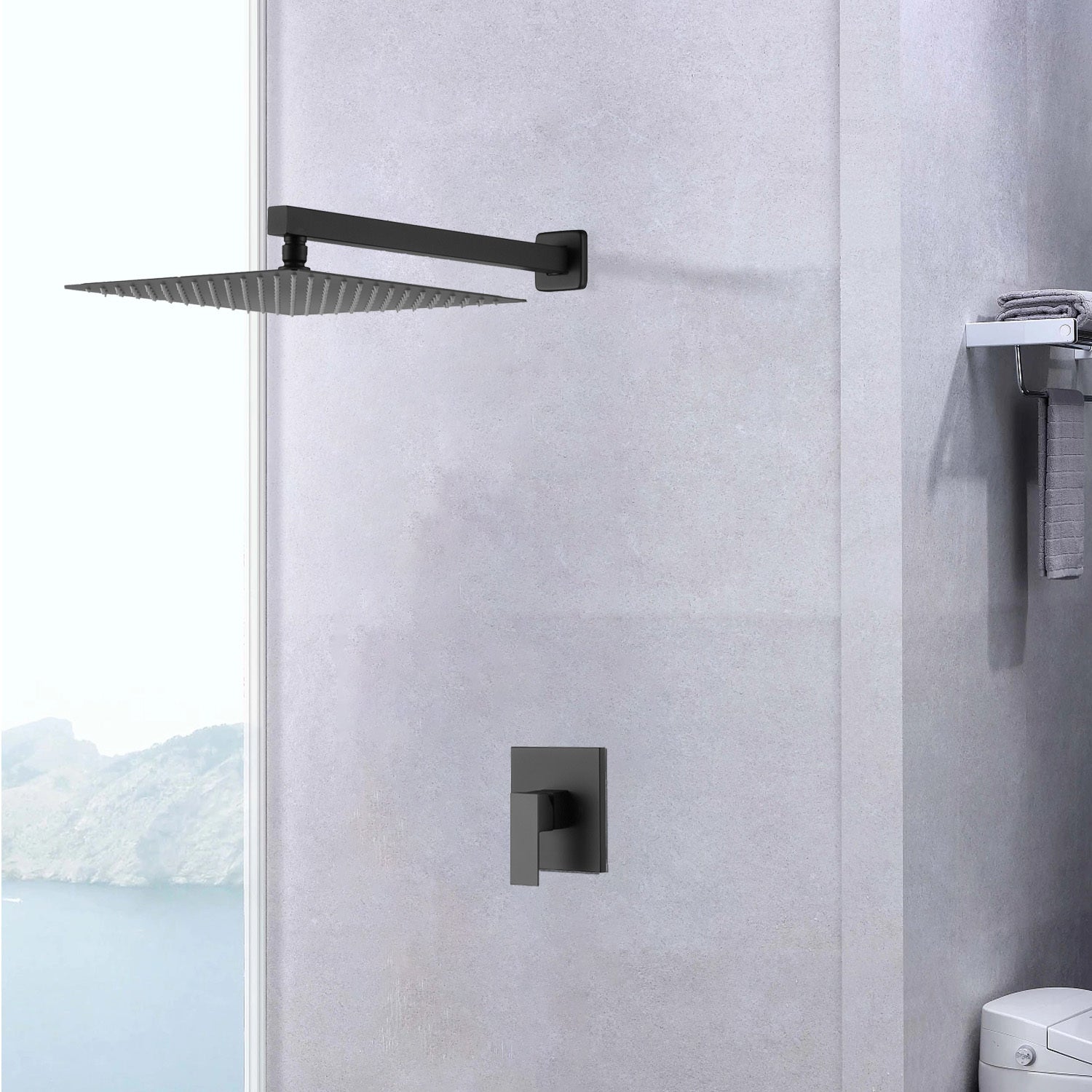 Wall Mounted Shower Faucet in Matte black Valve matte black-brass
