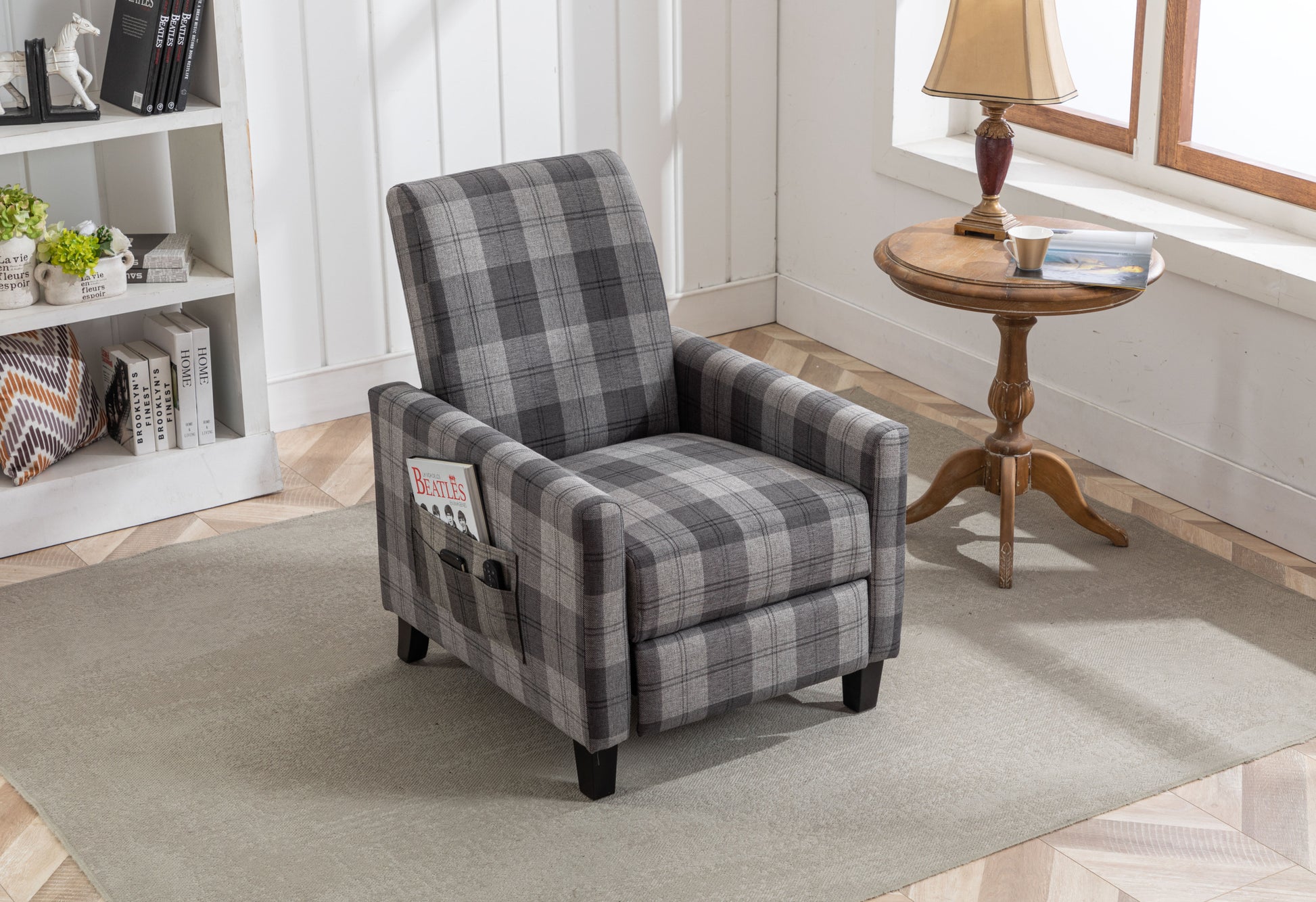 Grey Recline Chair,The Cloth Chair Is Convenient For Home Use, Comfortable And The Cushion Is Soft,Easy To Adjust Backrest Angle Grey Mix Textile