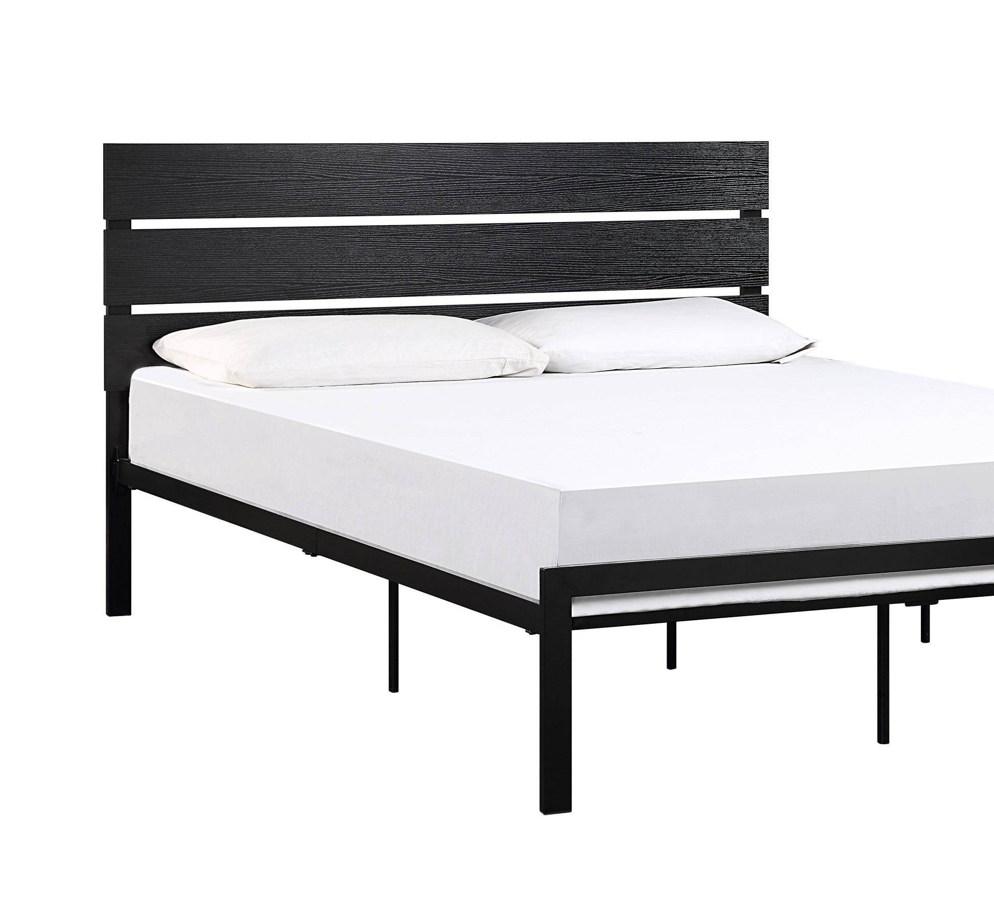 Black Metal Frame Queen Size Bed 1Pc Queen Black Metal Bedroom Metal