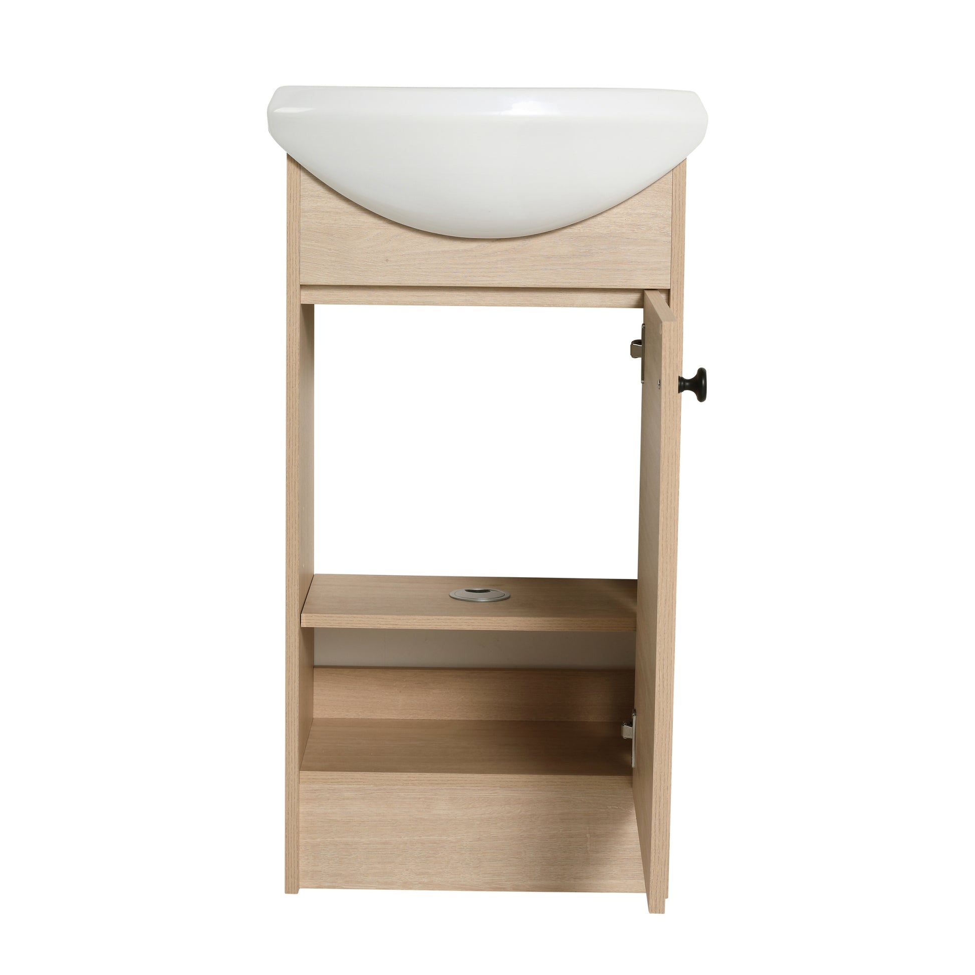 Freestanding 18 Inch Bathroom Vanity, Small Bathroom plain light oak-1-bathroom-freestanding-plywood