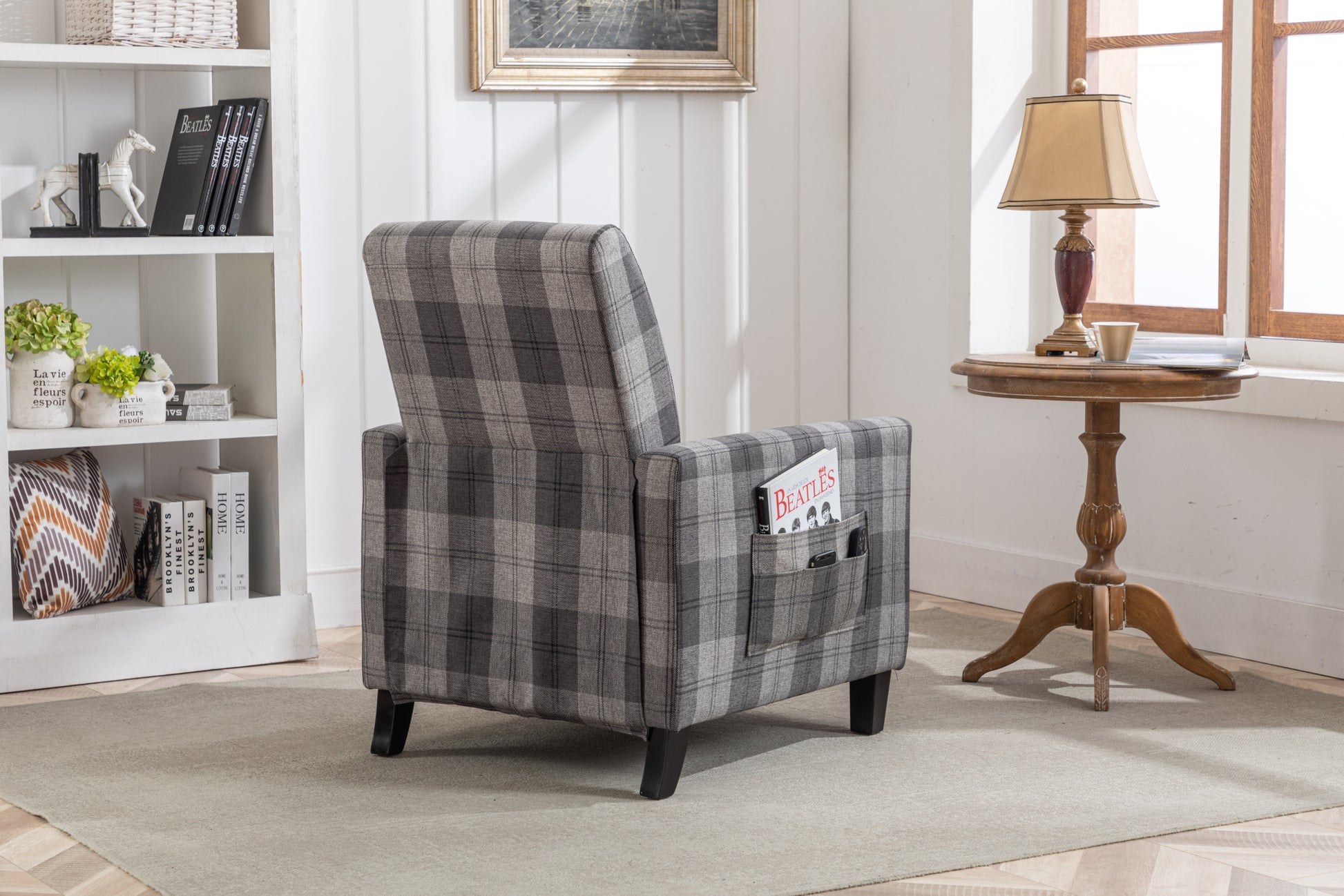 Grey Recline Chair,The Cloth Chair Is Convenient For Home Use, Comfortable And The Cushion Is Soft,Easy To Adjust Backrest Angle Grey Mix Textile