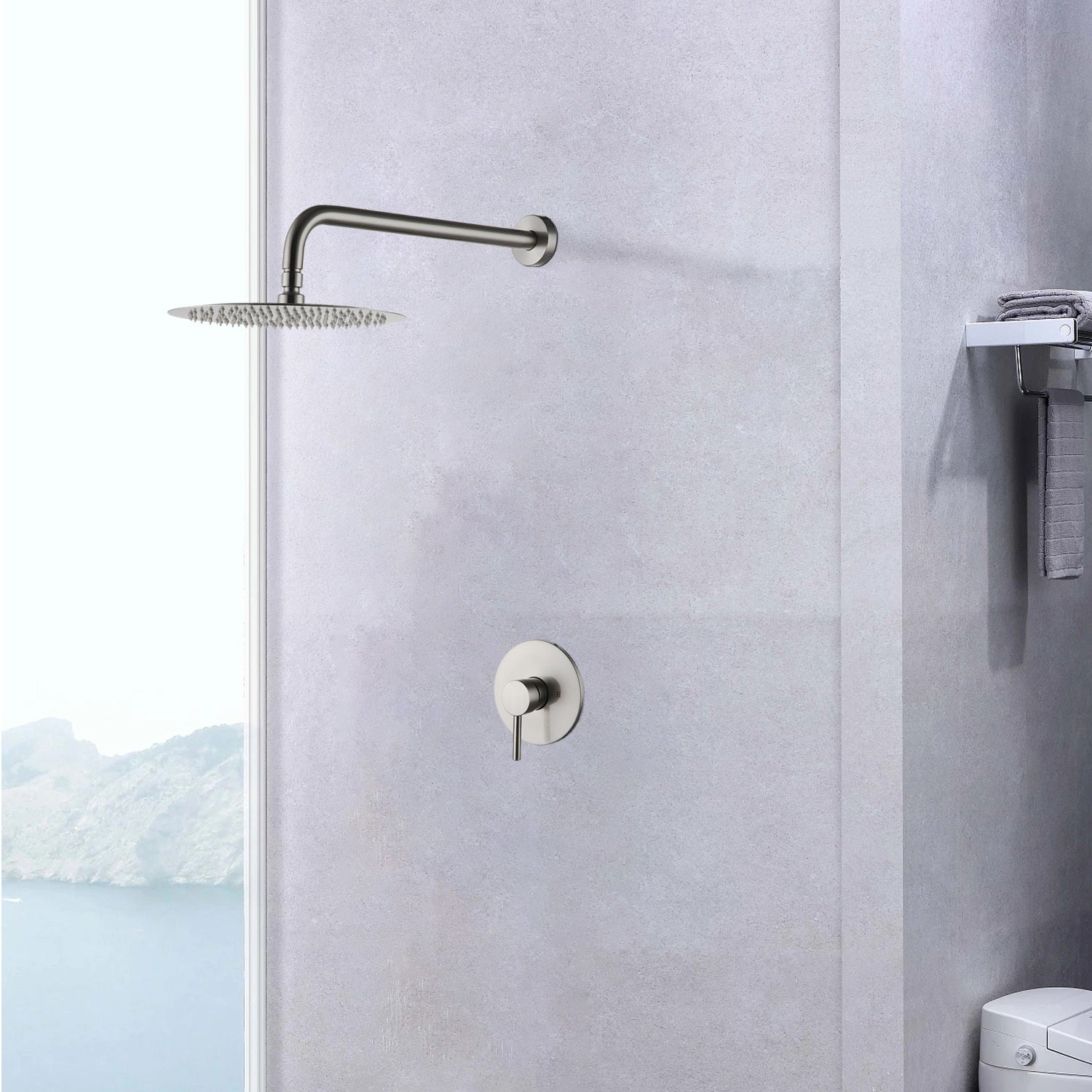 Wall Mounted Shower Faucet in Brushed nickel Valve brushed nickel-brass