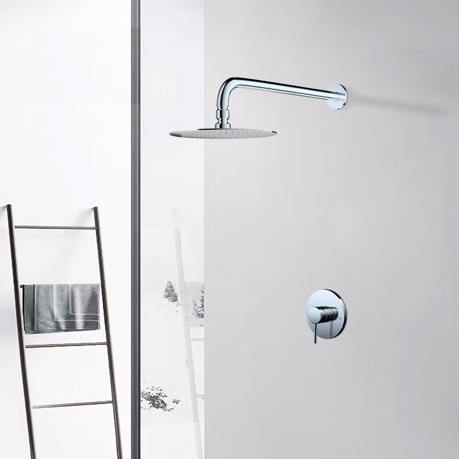 Wall Mounted Shower Faucet in Chrome Valve Included chrome-brass