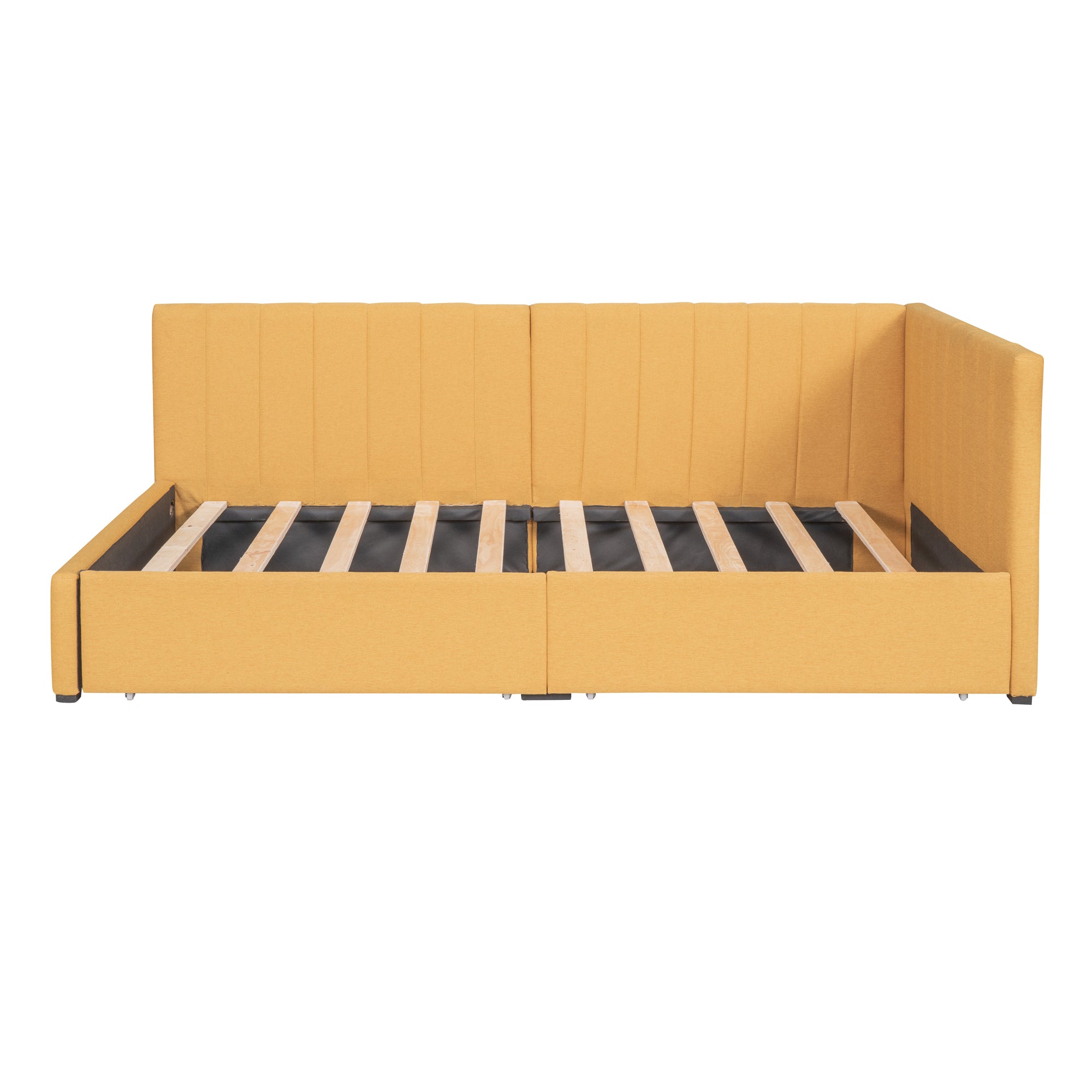 Upholstered Daybed with 2 Storage Drawers Twin Size yellow-upholstered