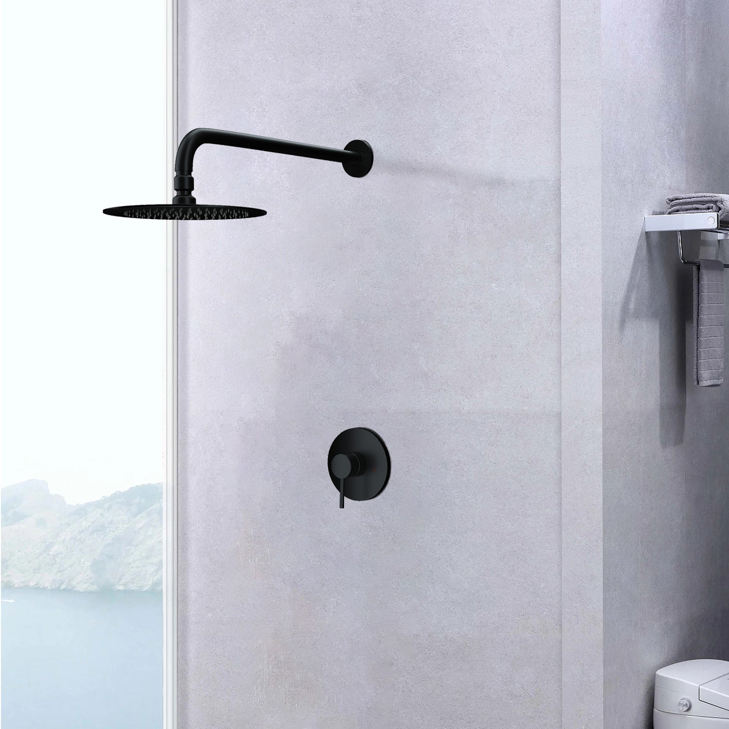 Wall Mounted Shower Faucet in Matte black Valve matte black-brass