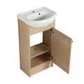 Freestanding 18 Inch Bathroom Vanity, Small Bathroom plain light oak-1-bathroom-freestanding-plywood