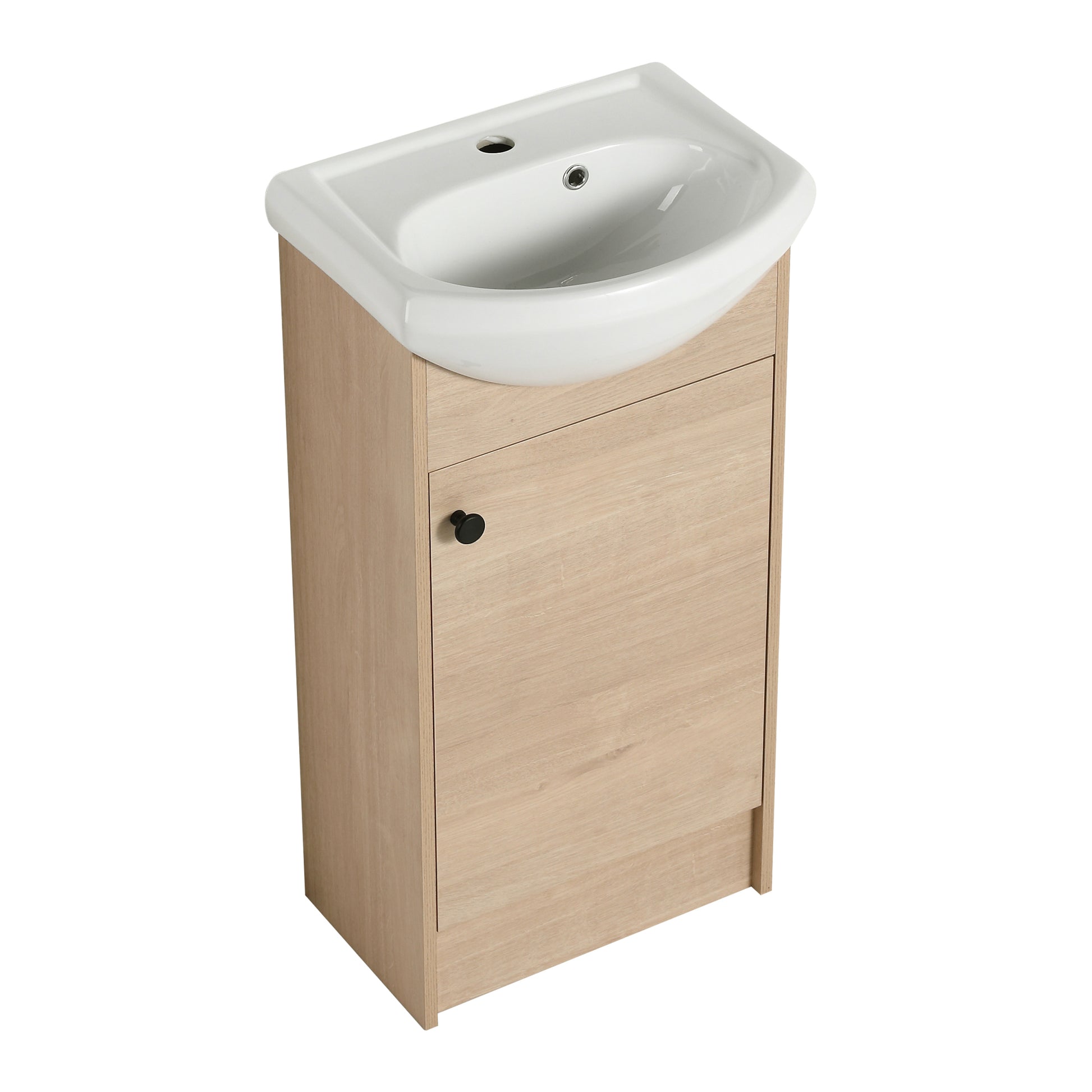 Freestanding 18 Inch Bathroom Vanity, Small Bathroom plain light oak-1-bathroom-freestanding-plywood