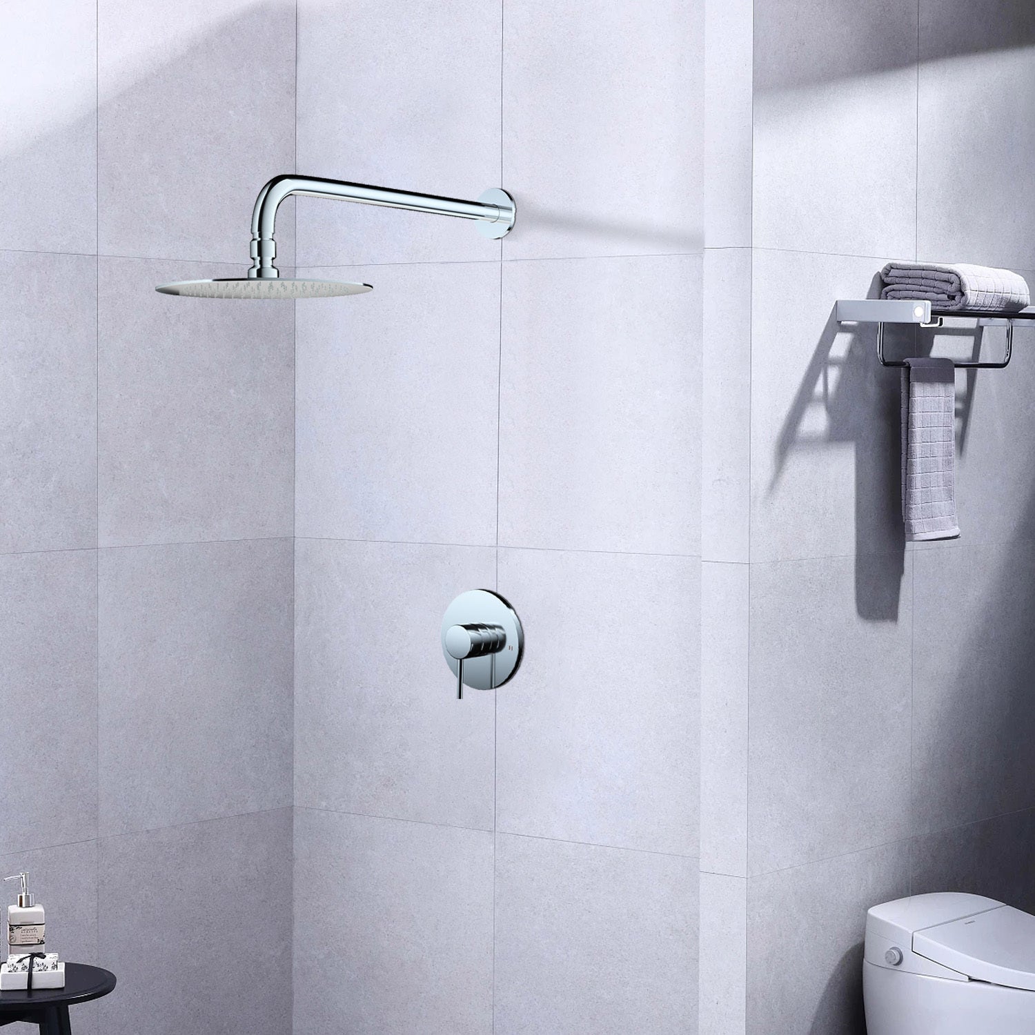 Wall Mounted Shower Faucet in Chrome Valve Included chrome-brass