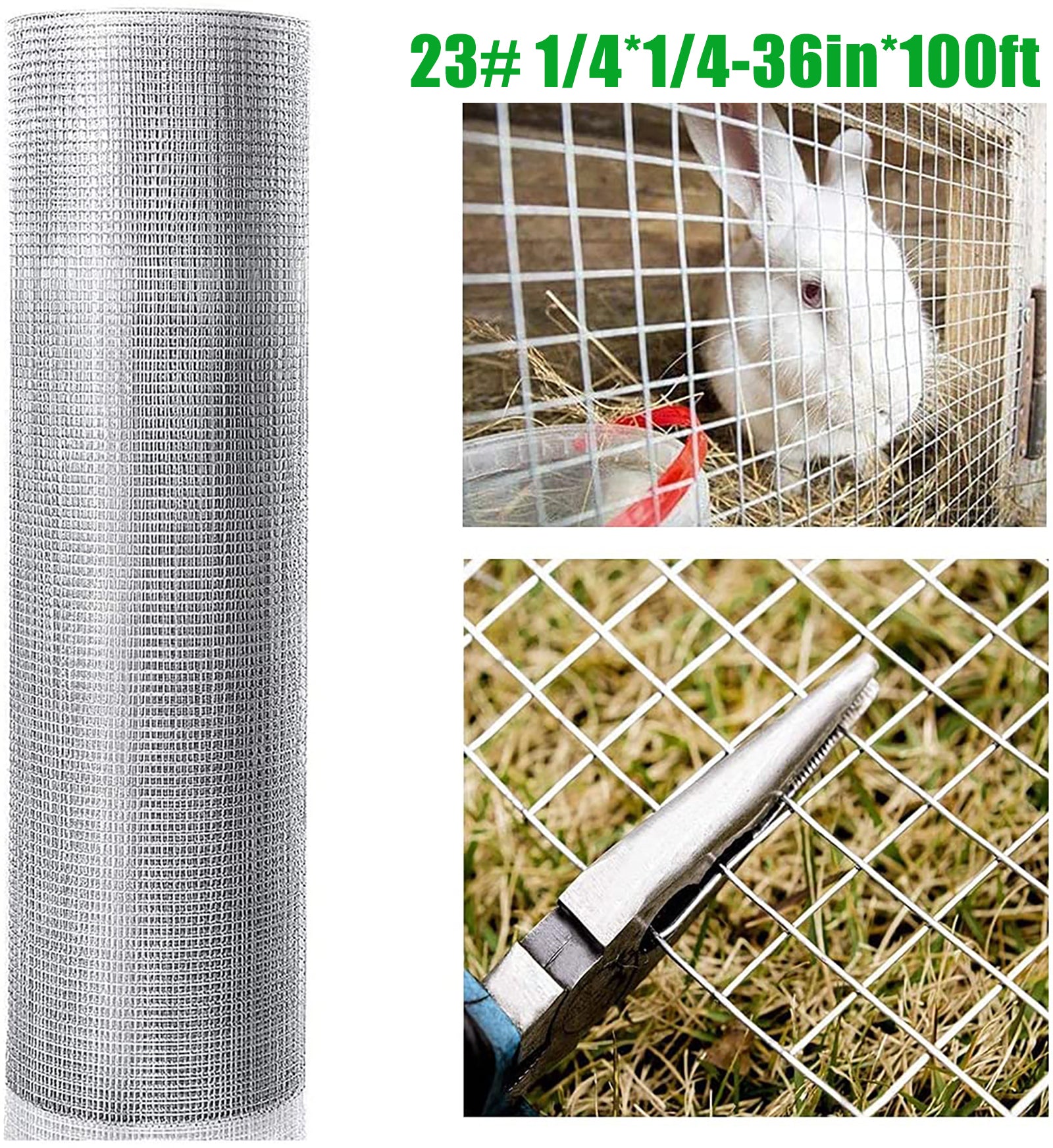 36inx100ft 1 4 in 23 Gauge Hardware Cloth Welded Cage silver-iron
