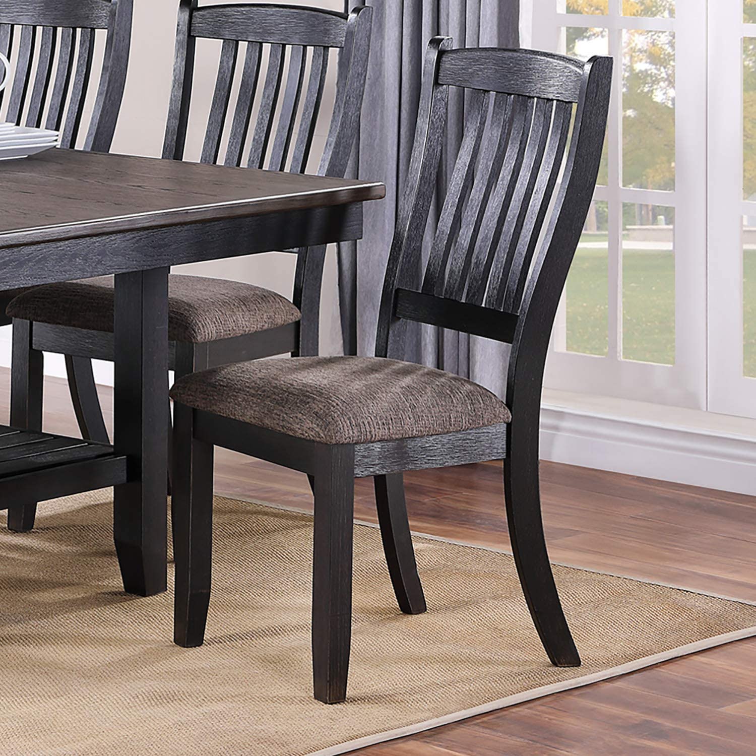 Dark Coffee Classic Wood Kitchen Dining Room Set Of 2 Side Chairs Fabric Upholstered Seat Unique Design Back Coffee Dining Room Contemporary,Modern Dining Chairs Rubberwood Rubber Wood