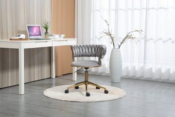 Coolmore Home Office Desk Chair, Vanity Chair, Modern Adjustable Home Computer Executive Chair Swivel Task Chair For Small Space, Living Room, Make Up, Studying Gray Polyester