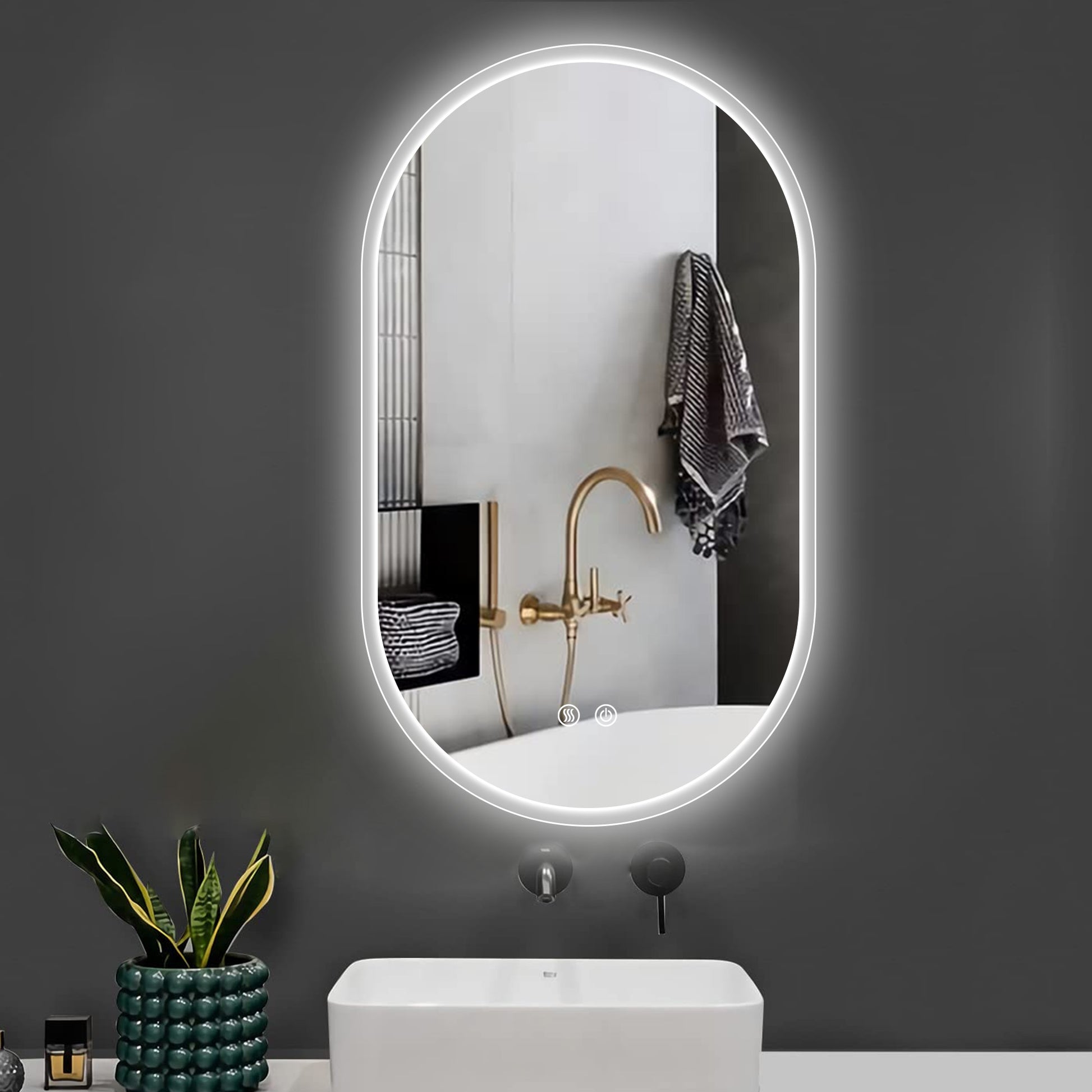 26X18 Inch Three Color Smart Bathroom Mirror With