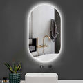 32X20 Inch Bathroom Mirror With Lights, Anti Fog Dimmable Led Mirror For Wall Touch Control, Frameless Oval Smart Vanity Mirror Vertical Hanging Natural Modern Glass