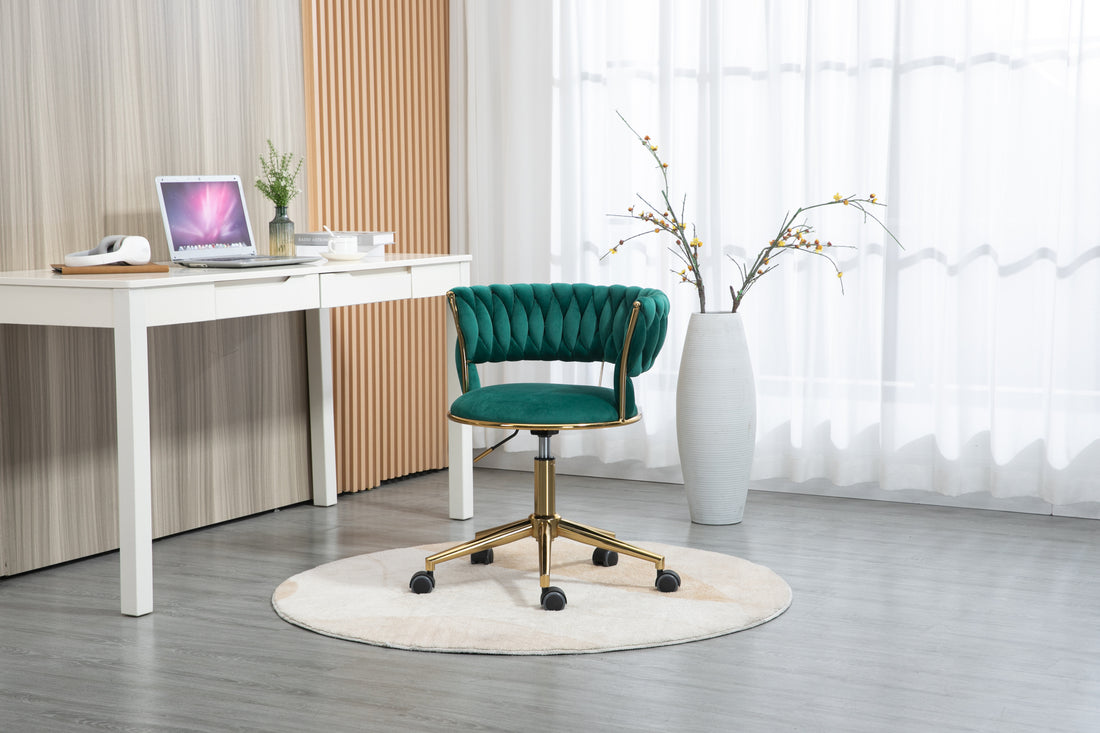 Coolmore Home Office Desk Chair, Vanity Chair, Modern Adjustable Home Computer Executive Chair Swivel Task Chair For Small Space, Living Room, Make Up, Studying Emerald Polyester