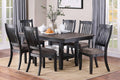 Transitional Dining Room 7Pc Set Dark Coffee Rubberwood Dining Table W Shelf And 6X Side Chairs Fabric Upholstered Seats Unique Back Chairs Gray Wood Dining Room Solid Wood Rubberwood Rectangular