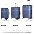 3 Piece Luggage With Tsa Lock Abs, Durable Luggage Set, Lightweight Suitcase With Hooks, Spinner Wheels Cross Stripe Luggage Sets 20In 24In 28In Dark Blue Abs