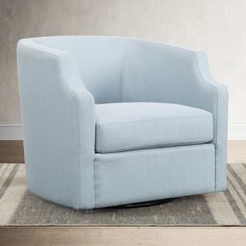 Isabelle Sky Blue Swivel Glider Barrel Chair Light Blue Foam Polyester