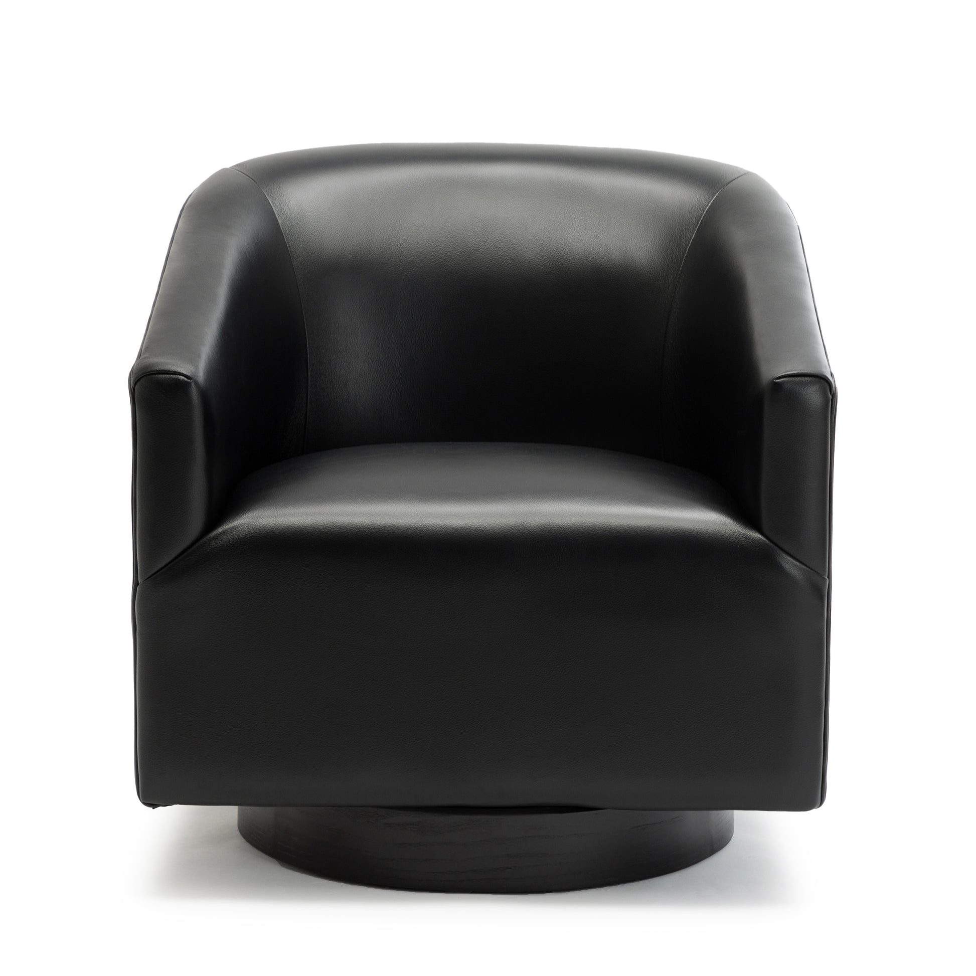 Garland Black Wood Base Swivel Chair Black Foam Pu Leather