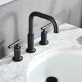 8 Inch Widespread Bathroom Sink Faucet With Pop Up Drain Matte Black Brass