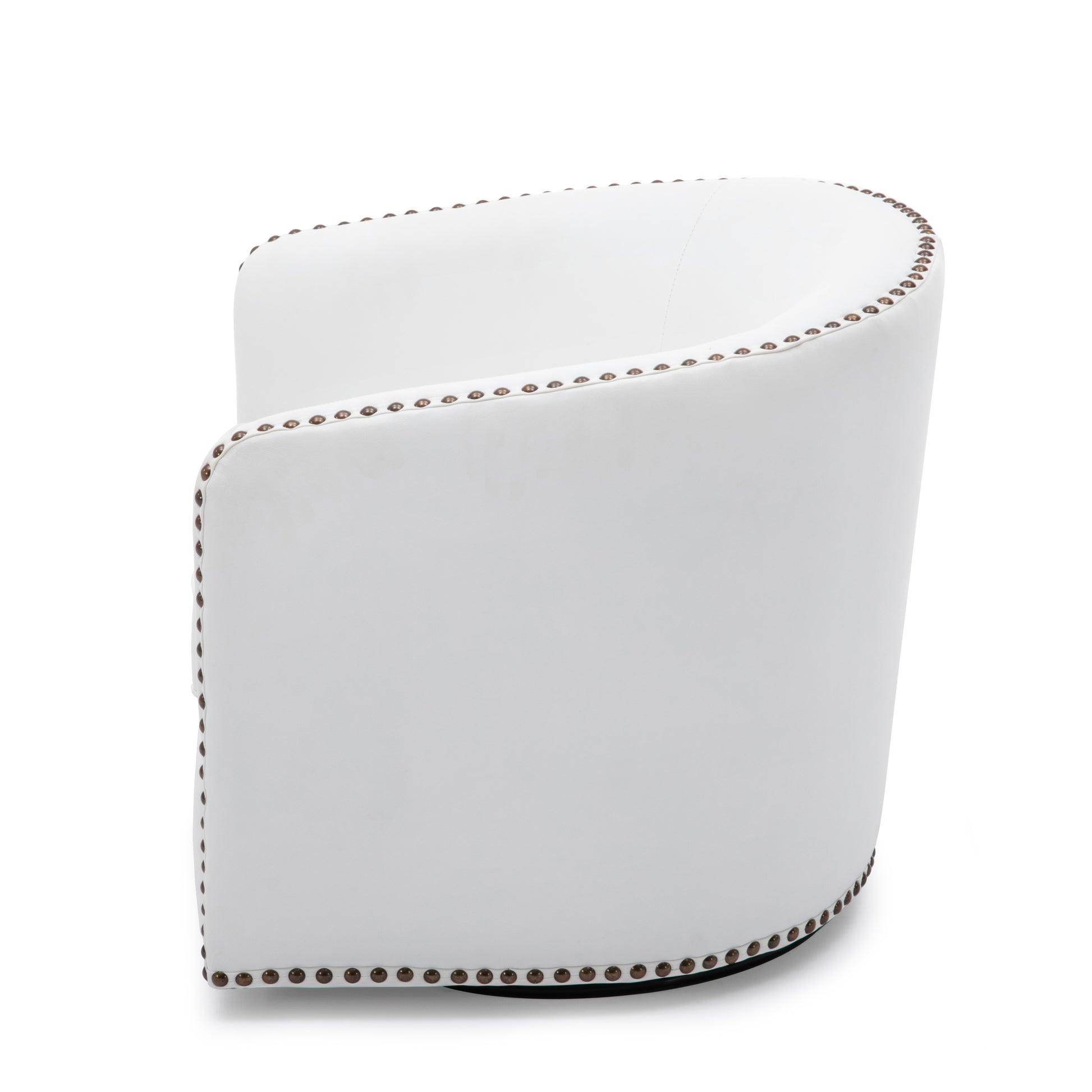 Trenton Swivel Arm Chair Milky Off White Foam Pu Leather