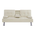 Beigeseat Sofa Bed With Cup Holder Beige Foam Fabric