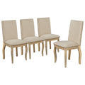 Set Of 4 Dining Chairs Wood Upholstered Fabirc Dining Room Chairs With Natural Wood Wash Natural Wood Wash Solid Wood