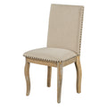 Set Of 4 Dining Chairs Wood Upholstered Fabirc Dining Room Chairs With Natural Wood Wash Natural Wood Wash Solid Wood