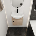 Small Size 18 Inch Bathroom Vanity With Ceramic plain light oak-1-plywood