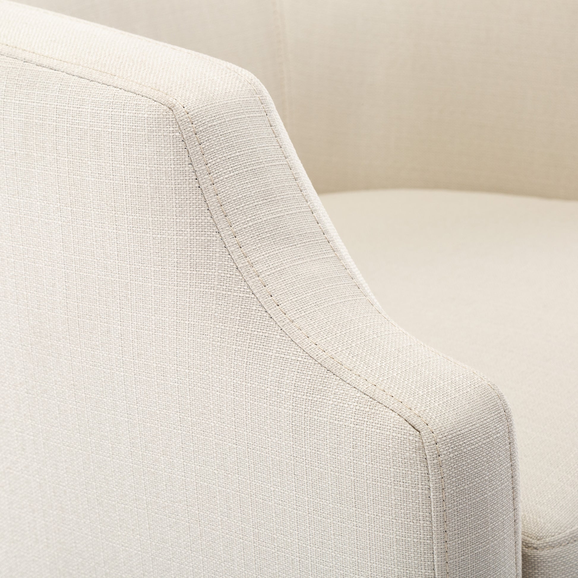 Isabelle Linen Swivel Glider Barrel Chair Natural Foam Polyester
