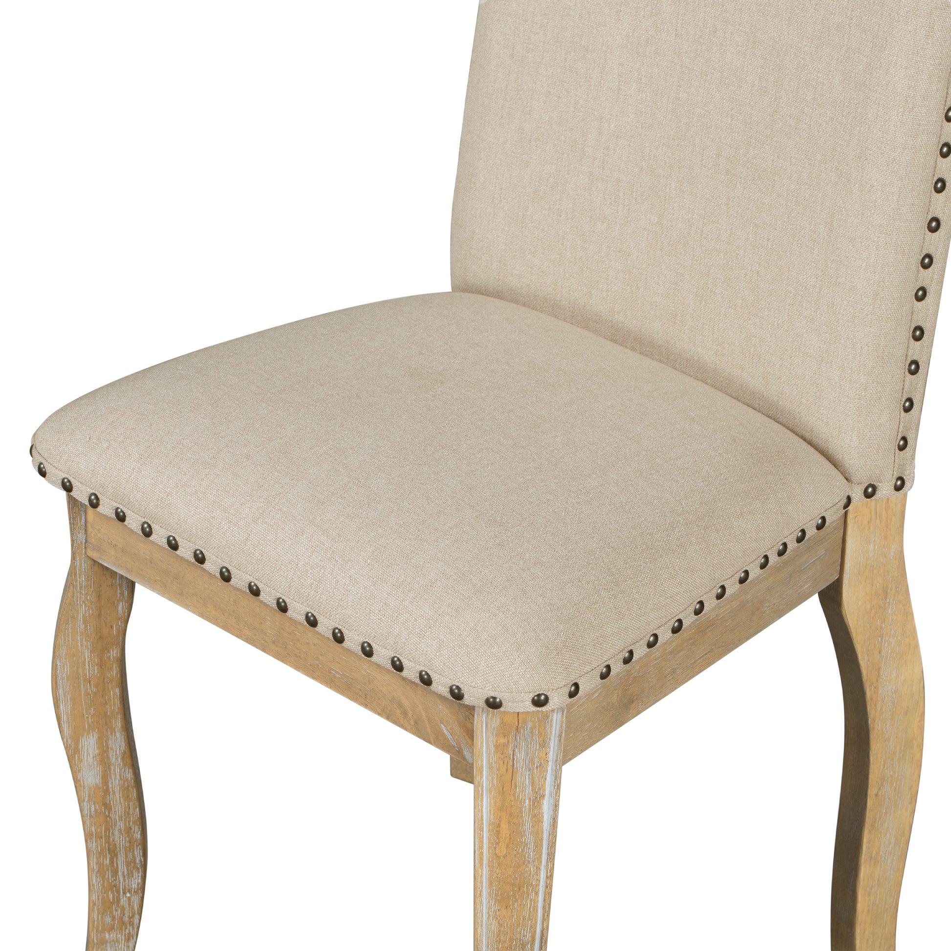 Set Of 4 Dining Chairs Wood Upholstered Fabirc Dining Room Chairs With Natural Wood Wash Natural Wood Wash Solid Wood