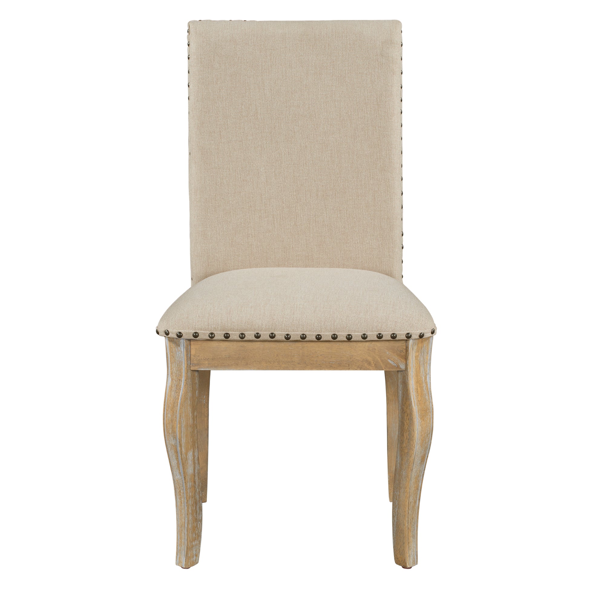 Set Of 4 Dining Chairs Wood Upholstered Fabirc Dining Room Chairs With Natural Wood Wash Natural Wood Wash Solid Wood