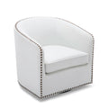 Trenton Swivel Arm Chair Milky Off White Foam Pu Leather