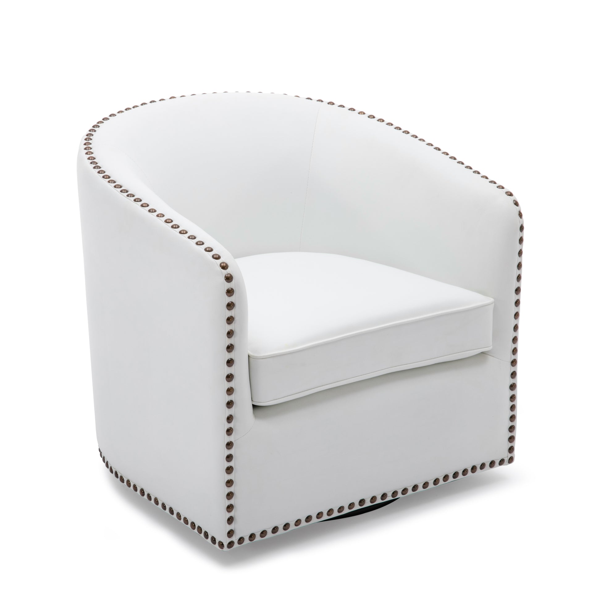 Trenton Swivel Arm Chair Milky Off White Foam Pu Leather