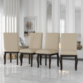 Set Of 4 Dining Chairs Wood Upholstered Fabirc Dining Room Chairs With Espresso Espresso Solid Wood