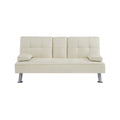 Beigeseat Sofa Bed With Cup Holder Beige Foam Fabric