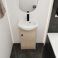 Freestanding 18 Inch Bathroom Vanity, Small Bathroom plain light oak-1-bathroom-freestanding-plywood