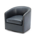 Trenton Swivel Arm Chair Midnight Blue Dark Blue Foam Pu Leather