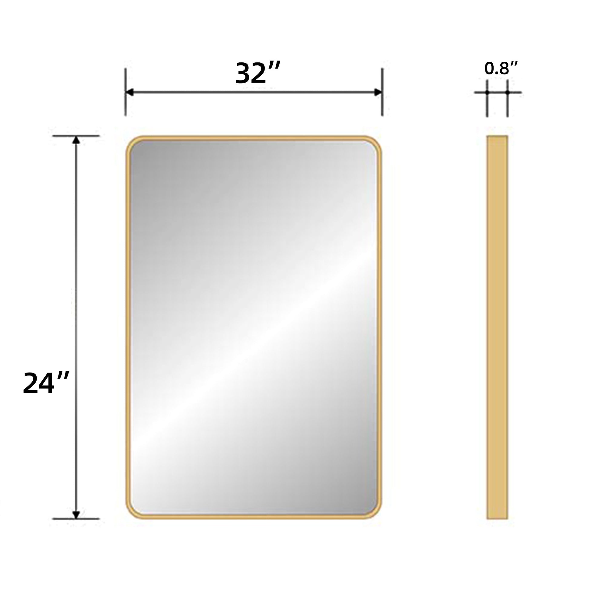 32 X 24 Inch Gold Bathroom Mirror For Wall Vanity Mirror With Non Rusting Aluminum Alloy Metal Frame Rounded Corner For Modern Farmhouse Home Decor Gold Modern Aluminium