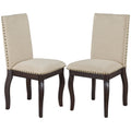 Set Of 4 Dining Chairs Wood Upholstered Fabirc Dining Room Chairs With Espresso Espresso Solid Wood