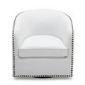 Trenton Swivel Arm Chair Milky Off White Foam Pu Leather