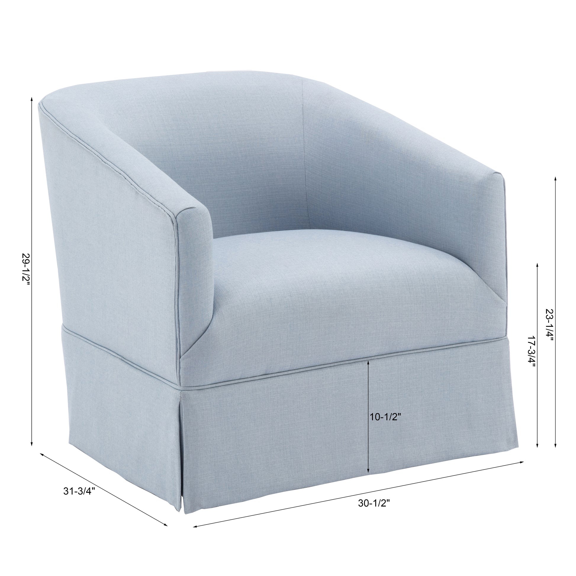 Earl Sky Blue Skirted Swivel Chair Light Blue Foam Polyester