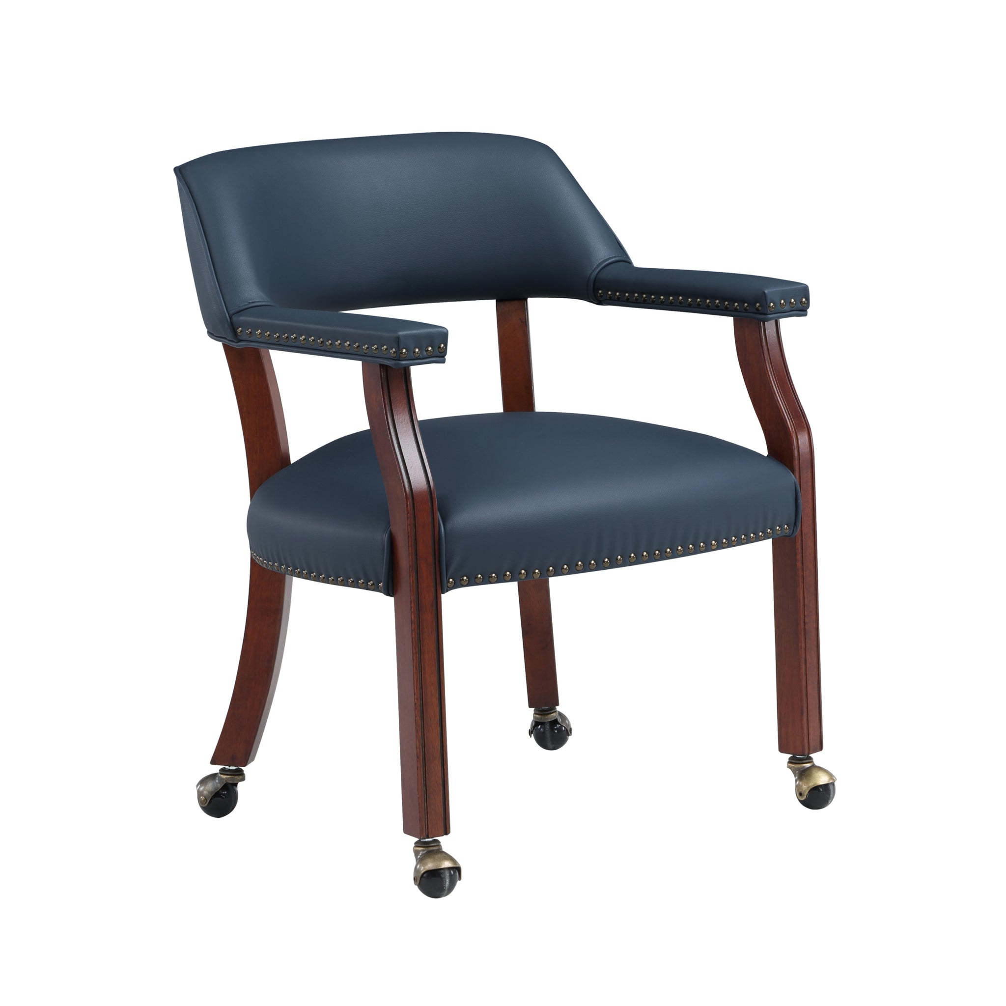 Casar Navy Blue Caster Game Chair navy blue-foam-pu leather
